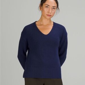 Lululemon Navy Merino Wool V-Neck Sweater